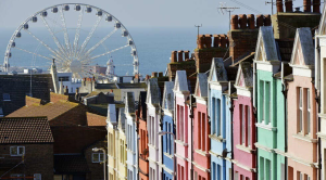 Sussex colourful houses and Ferris Wheel